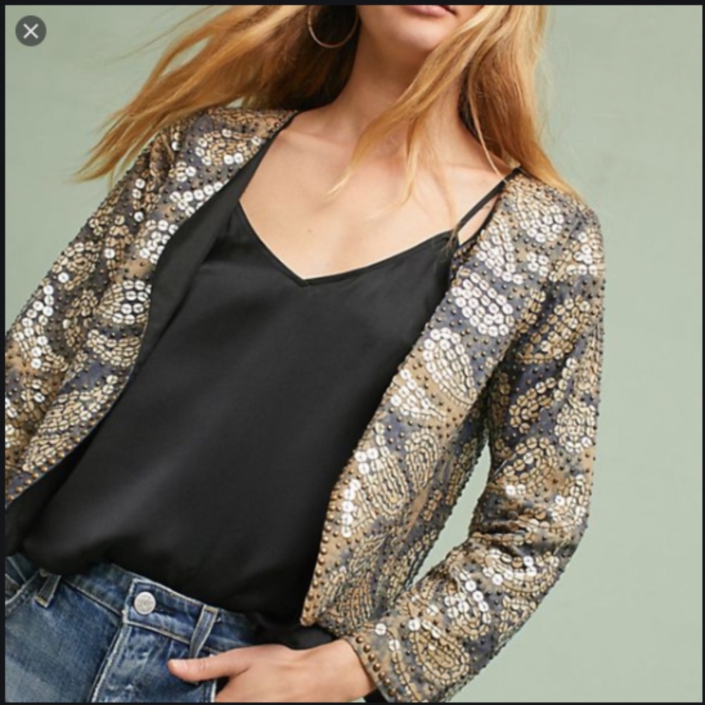 Anthropologie Sequined Paisley Jacket